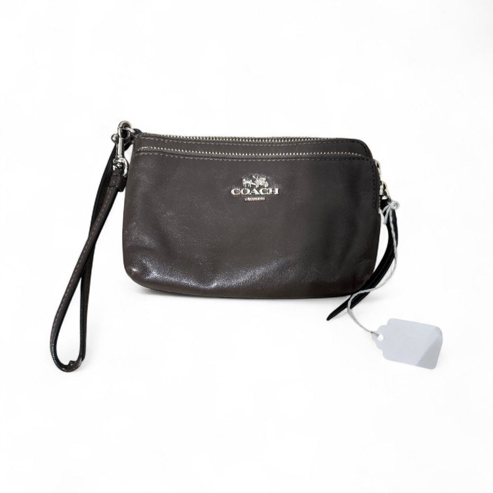 Coach Dark Brown Leather Wristlet